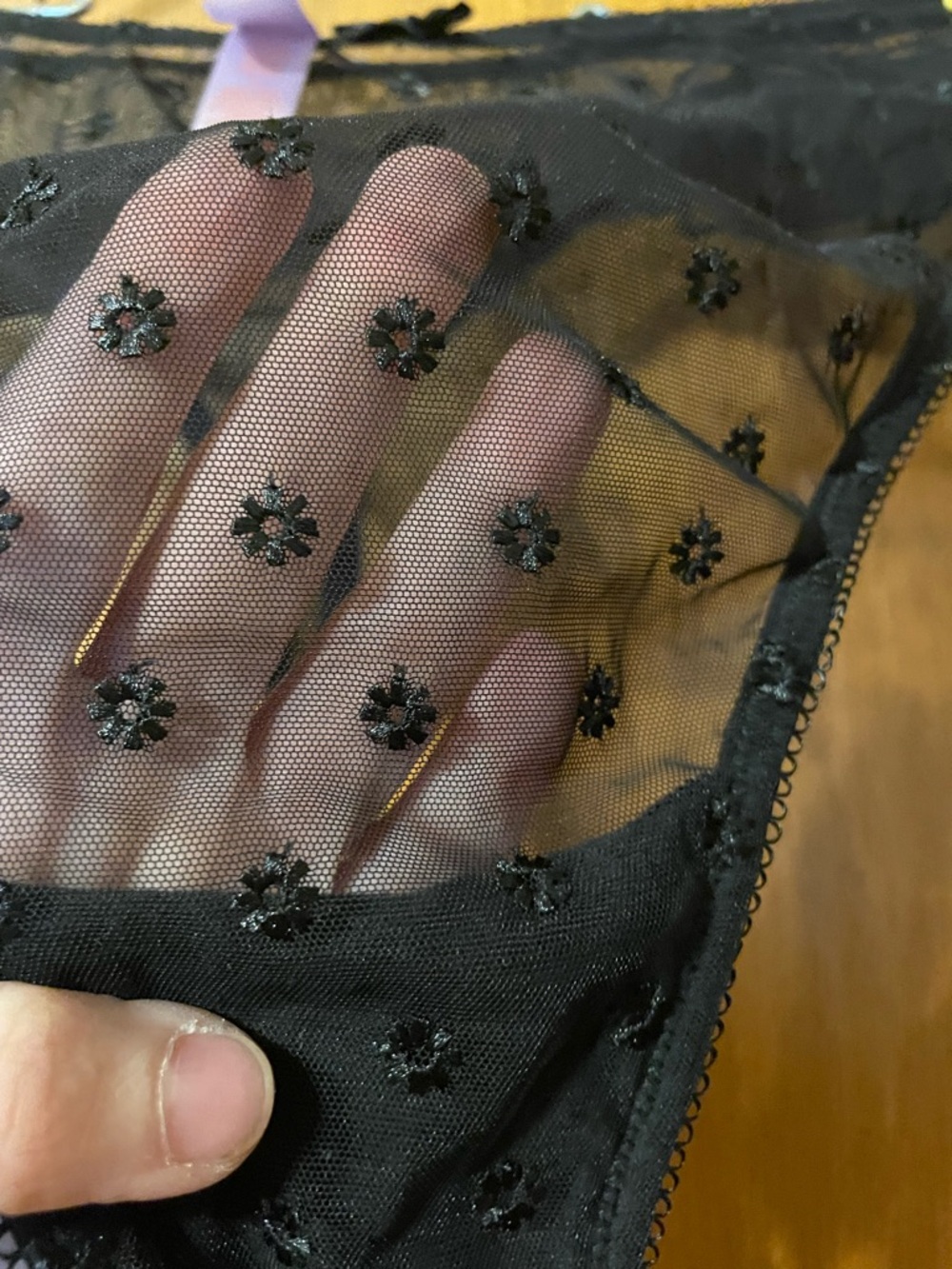 RUFFLE LUV Savage X Fenty Black Sheer Polka Dot Balconette Bra - Picture 7 of 8